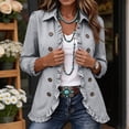 thumbnail image 6 of Dzrciro Jackets for Women, Long Sleeve Lapel Open Front Double Breasted Tops with Ruffle Trim, Daily Fall Work Commute Outerwear S‑3XL, 6 of 10