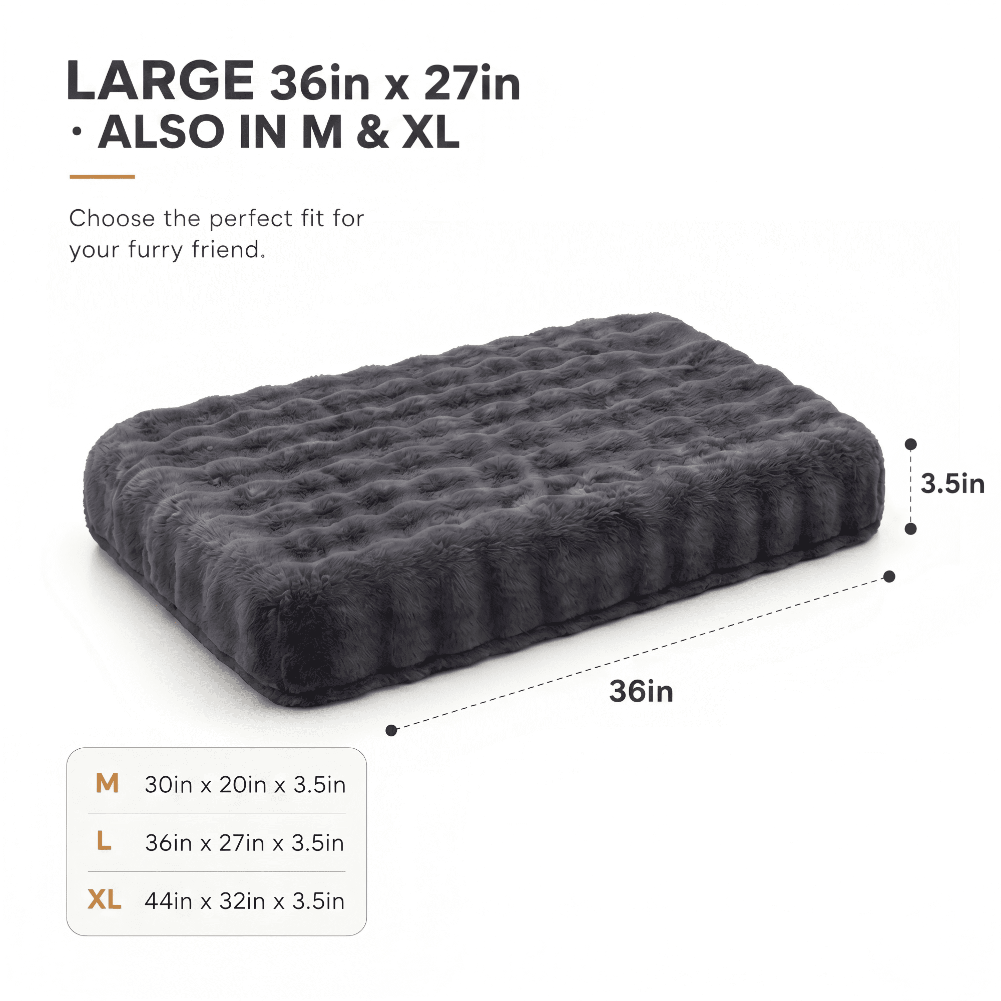 PAWZ Road Orthopedic Dog Bed for Dogs, Soft Bubble Fleece, Waterproof Pet Mat with Removable Washable Cover and Egg Crate Foam, Gray