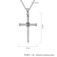 thumbnail image 2 of PAMTIER Unisex Stainless Steel Retro Punk Wire Wrapped Nails Cross Charm Pendant Amulet Crucifix Necklace Christian Jewelry Silver Free Chain, 2 of 6