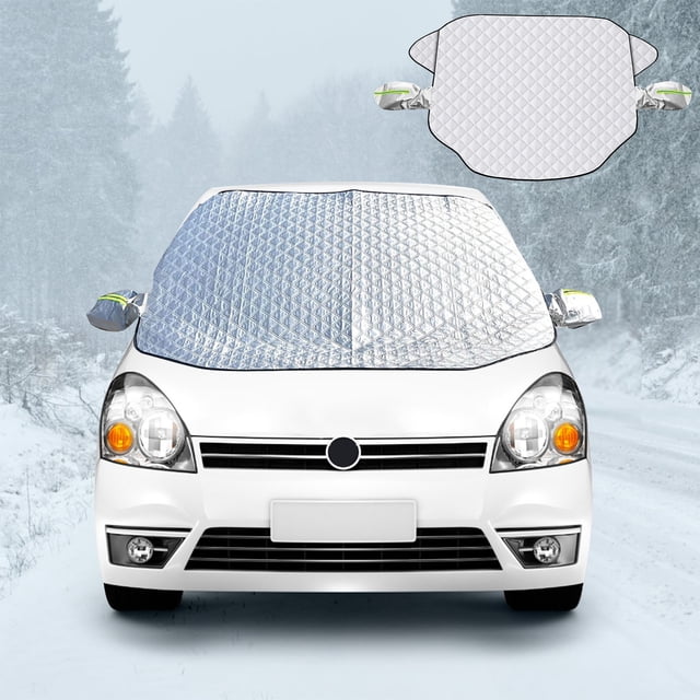Aursykel Premium Car Windshield Snow and Sun Protector All Weather Windshield Cover with Mirror Protection and Secure Fastening for Ice Frost and Leaves Easy Installation