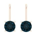 thumbnail image 3 of 1 ct Lever-Back Drop Dangle Earrings for Women | 5.0mm Round Cut Natural London Blue Topaz | 18K Rose Gold, 3 of 5
