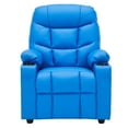 thumbnail image 3 of Kids Recliner - Adjustable Leather Chair with Cup Holders, Footrest & Side Pockets - Perfect for Boys & Girls，Blue, 3 of 11