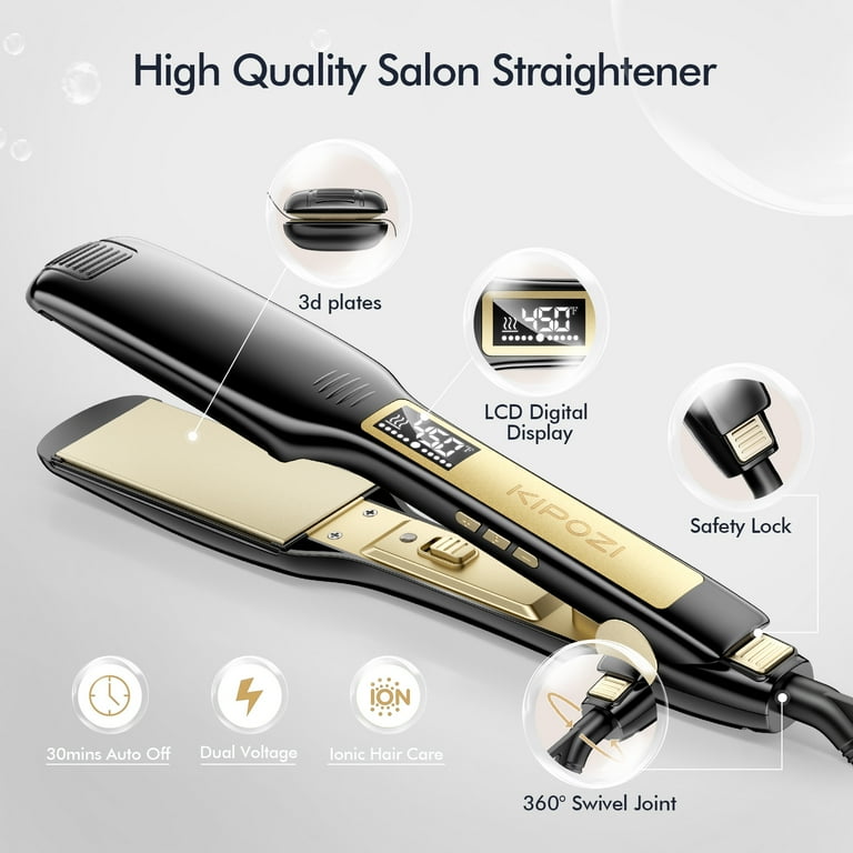 KIPOZI Negative Ion Flat Iron, 1.75 Inch Titanium Plates, Anti