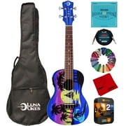 Luna UKE KAUWELA C EL Kauwela Summer Concert Ukulele with Preamp and Gigbag Bundle with Replacement Strings, Cable, Guitar Pick, Cleaning Cloth and Premium 2 YR CPS Enhanced Protection Pack