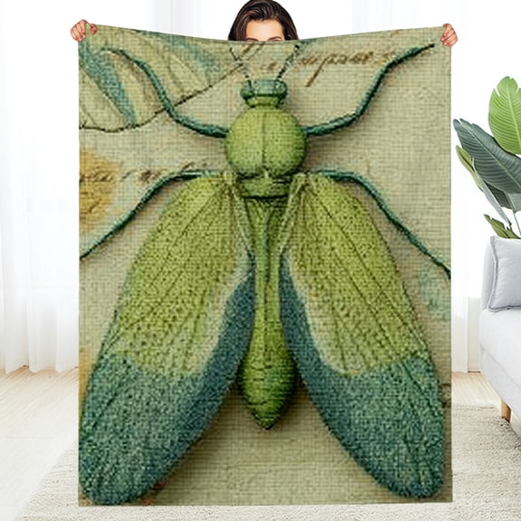 Creowell Green Insect Flannel Blanket For Couch Bed Sofa, Soft Warm 30*40in