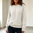 thumbnail image 3 of yillto Womens Cable Knit Sweater Top Long Sleeve Crewneck Pullover Warm Fall Winter Loose Sweaters Tops, 3 of 7