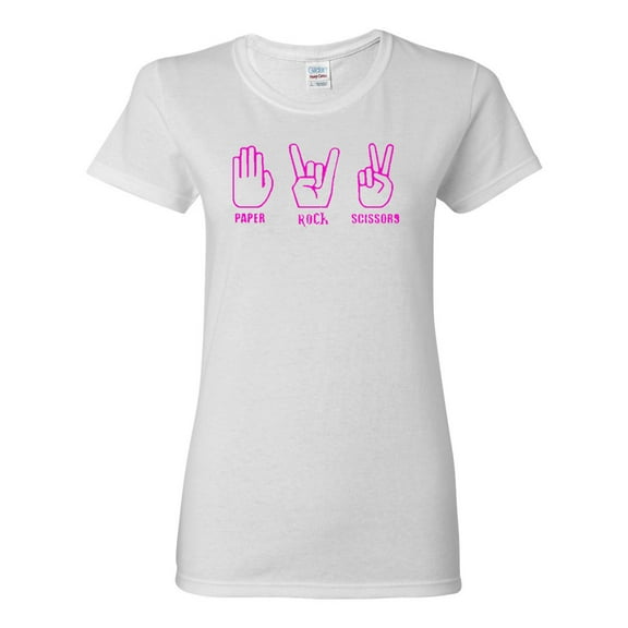 Ladies Paper Rock Scissors Play Game Funny T-Shirt Tee