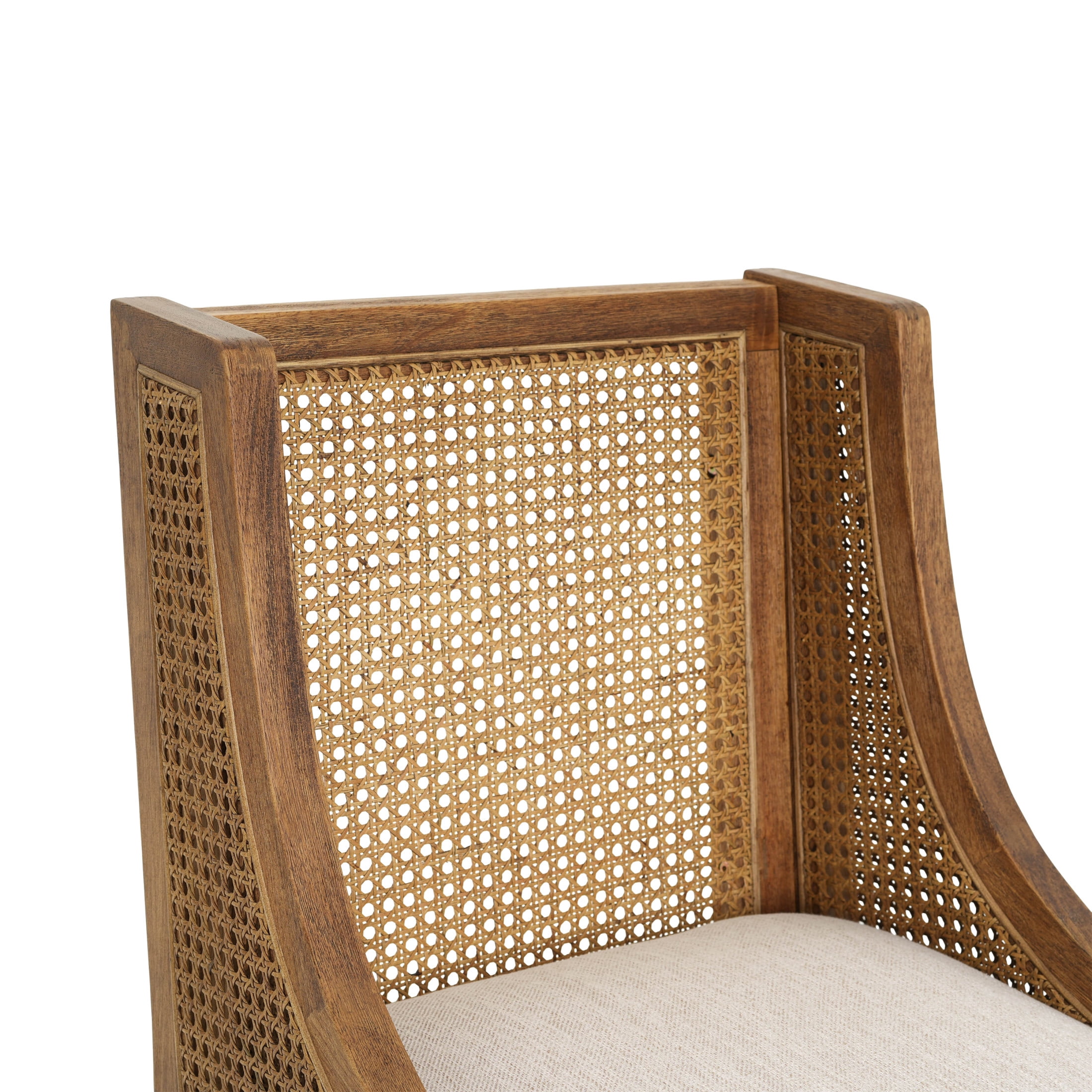 Christopher Knight Home Rustic 43.5"H Bar Stools with Cane Back, Wood Frame, Beige+Walnut, Set of 2
