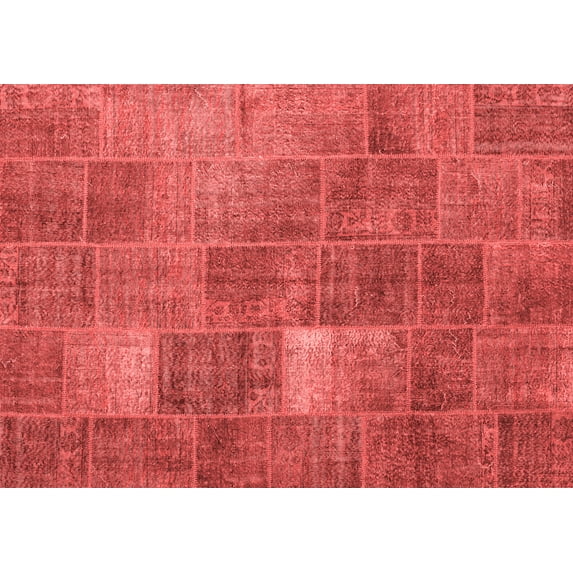 Ahgly Company Indoor Rectangle Patchwork Red Transitional Area Rugs, 7' x 10'