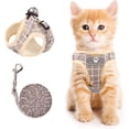 thumbnail image 1 of GFDYREE Cat Vest Harness and Small Dog Vest Harness for Walking, All Weather Mesh Harness, Cat Vest Harness with Reflective Strap, Step in Adjustable Harness for Small Cats (Khaki-Pattern, X, 1 of 7