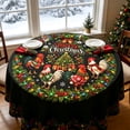 thumbnail image 3 of CHJK Christmas Round Tablecloth, 60 Inch Festive Xmas Rooster Table Cover, Decorative Round Table Cloth for Holiday Dining Party Home Decoration, 3 of 6