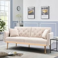 thumbnail image 5 of Lin-Utrend 65" Velvet Sofa, Convertible Futon Sofa Bed, Comfy Recliner Couch with Gold Metal Feet, Mid Century Modern Accent Loveseat for Home Living Room Bedroom, 5 of 9