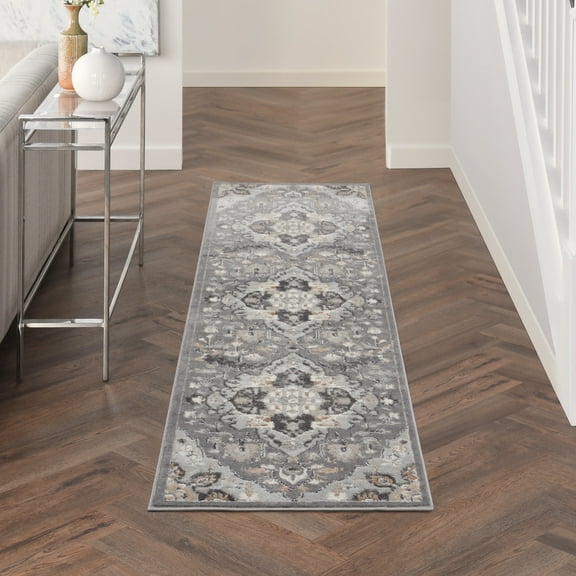 Nourison Elation Persian Ivory Grey 2'2" x 12' Area Rug (2x12)