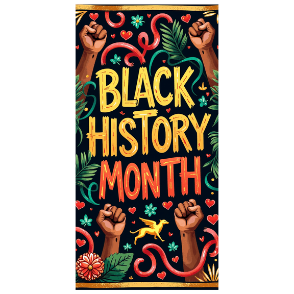 Black History Month Fist Raised Banner Celebration Decoration Poster Event Commemoration Wall Hanging Party Supplies Photography Backdrop