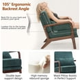 thumbnail image 3 of Mid-Century Accent Chair with Curved Wood Armrests & Lumbar Pillow, Upholstered Living Room Armchair, Comfy Reading Lounge Chair for Bedroom (Dark Green), 3 of 9