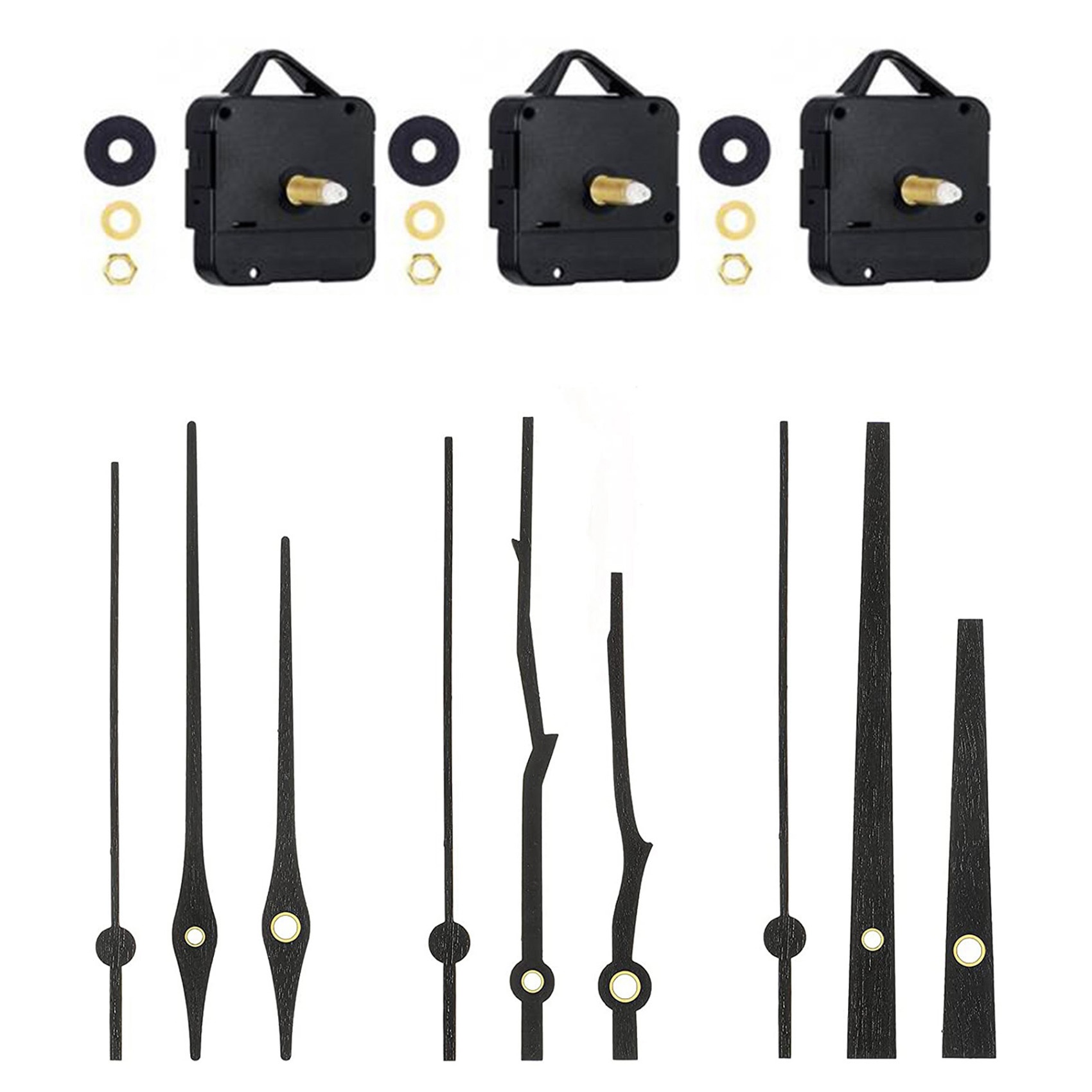 3Pcs Silent DIY Quartz Wall Clock Movement Kit with 3 Types Wooden