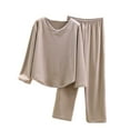 thumbnail image 3 of Nfurl Women's Pajamas Sets Comfy Long Sleeve Tops and Pants Petite Loungewear Ladies Fall Winter 2 Piece Matching Pjs Sets Beige XL, 3 of 5