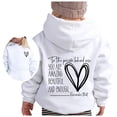 thumbnail image 2 of Mercatoo 2 to 14 Years Teen Girls Heart and Letter Graphic Hoodie Cozy Fashionable Long Sleeve Pom Puff Pullover Sweatshirt, 2 of 5