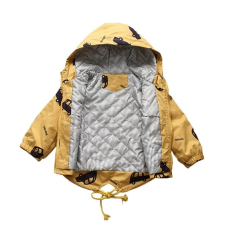 

Vikakiooze Toddler Girl Boy Spring Fall Windbreaker with Hoods Zipper Hooded Coat Windproof Jacket Yellow