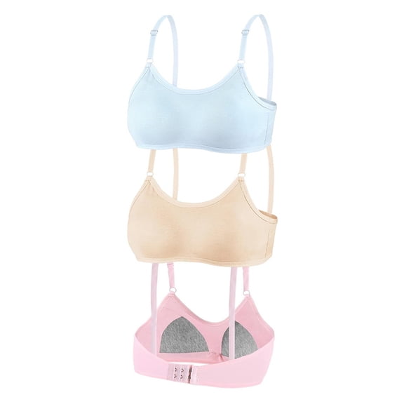 Wireless Training Bras for Teen Girls Cotton Lightly Padded Adjustable Straps Smooth Comfort Breathable First Bra Soft Stretchy Big Girls Bras for Ages 10-16