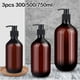 thumbnail image 4 of Round Shoulder Shampoo Bottle With Pump Head 300ml / 500ml / 750ml 3pcs Practical Brand New Brown High Quality, 4 of 6