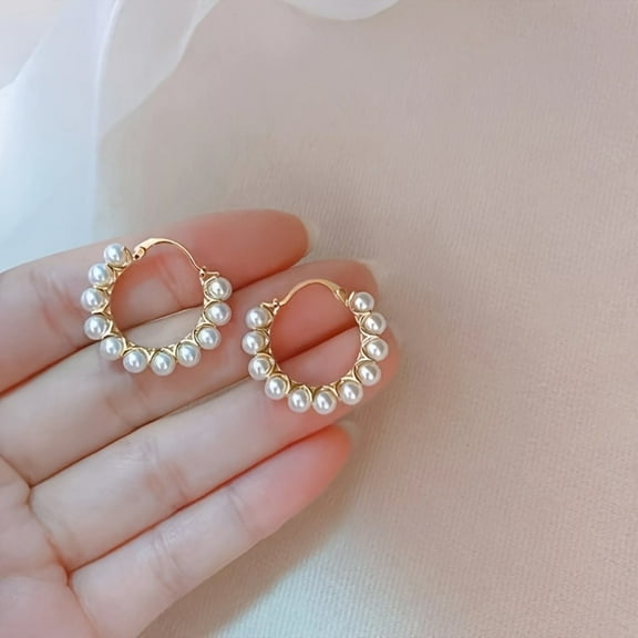 ATJIA Pearl Hoop Earrings for Women Dangle Hypoallergenic Layer Earrings Drop Dangle Earrings Gifts