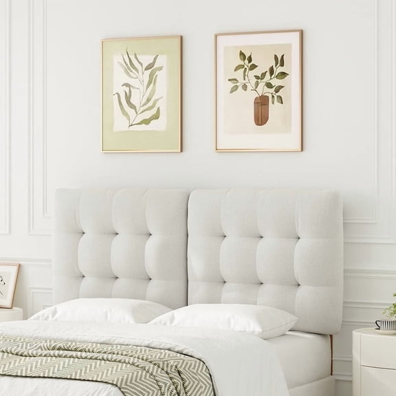 Someet Upholstered Headboard for Queen Size, Adjustable Height Headboard, Modern Button Tufting Solid Wood Headboard, Beige