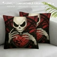 thumbnail image 3 of ARISTURING  Valentine's Day Black Decorative Throw Pillow Covers, Jack Skellington Sally Skull Red Love Heart Cushion Case Decor, Be Mine Anniversary Wedding Holiday Home Decoration for Sofa, 3 of 5