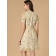 thumbnail image 5 of Vestido de gasa con mangas abullonadas y decoración floral con volantes para mujer Rosa S, 5 of 6