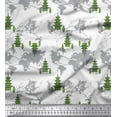 thumbnail image 1 of Soimoi Green Modal Satin Fabric Tree & World Map Printed Fabric 1 Yard 42 Inch Wide, 1 of 3