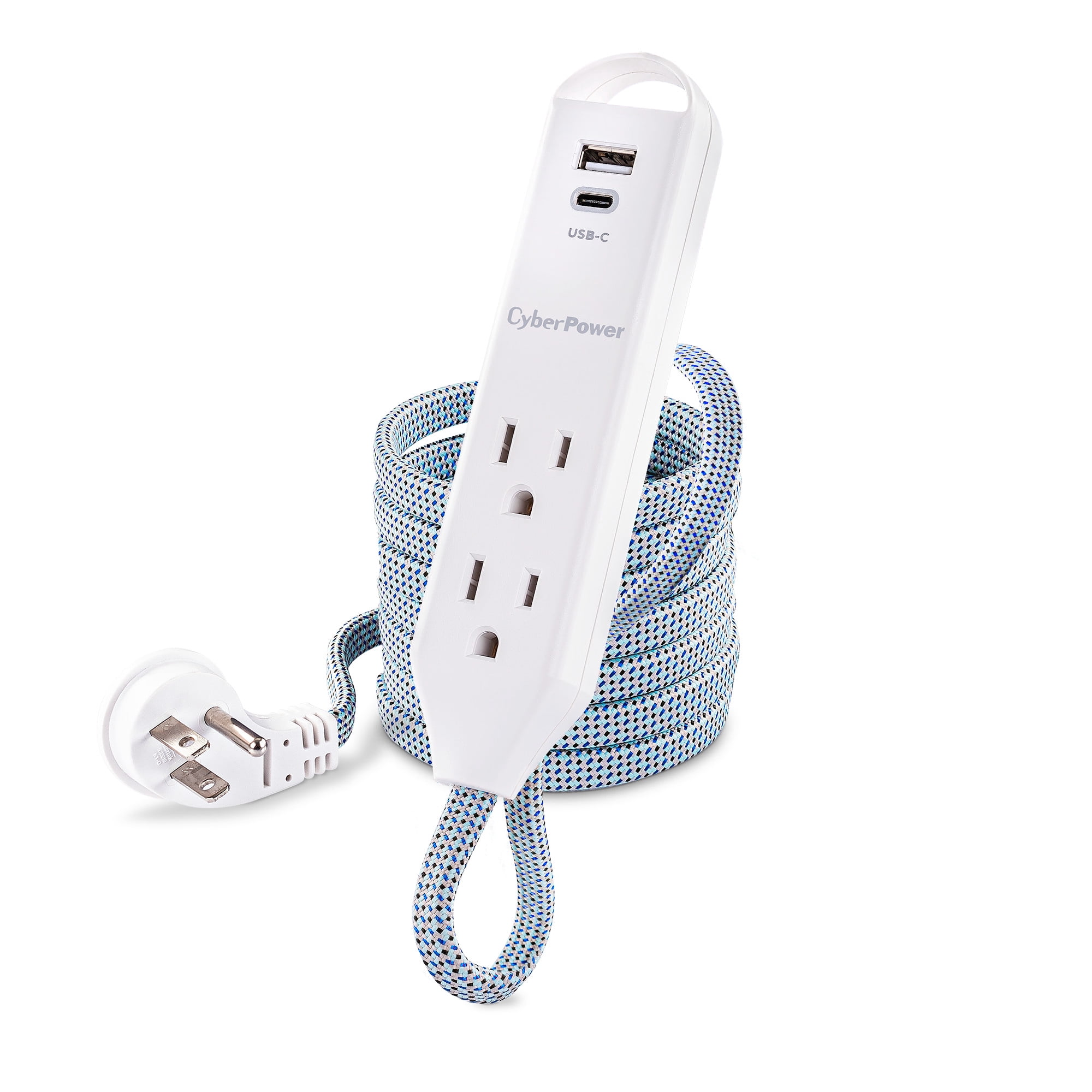 CyberPower GC305UCB - 400 Joule White Surge Protector, 1 USB-A Port, 1 USB-C Port, 3 Outlets, 5 ft Cord