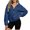 Blue Geometric Pattern, variant on Loose Pullover Tops, Daisy Horseshoe Pattern Fleece Polyester Fabric Half Zip Pullover Hooded Sweatshirt Casual Fleece lined Sweatshirts for Workout Airport, Size L