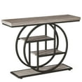 thumbnail image 3 of Resenkos 41.3" Industrial Console Table, 4-Tier Grey Sofa Table with Unique Circle Metal Frame & Storage Shelves, Narrow Entryway Accent Table, Gray, 3 of 10