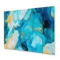thumbnail image 2 of Designart "Luxury Abstract Fluid Art in Turquoise IV" Fractals Metal Art Living Room, 2 of 5