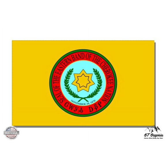 Eastern Band Cherokee Flag - 3" Vinyl Sticker - For Car Laptop I-Pad Phone Helmet Hard Hat - Waterproof Decal