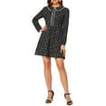 thumbnail image 2 of Allegra K Women's Heart Print Long Sleeve A-Line Lace Trim Peter Pan Collar Mini Dress, 2 of 6