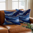 thumbnail image 3 of Abstract Marble Throw Pillow Cover Navy Gold Texture Modern Style Simple Cotton Linen Cushion Cover Throw Pillow Case with Invisible Zipper for Couch Sofa Bed Chair Car 26x26 Inch, 3 of 9