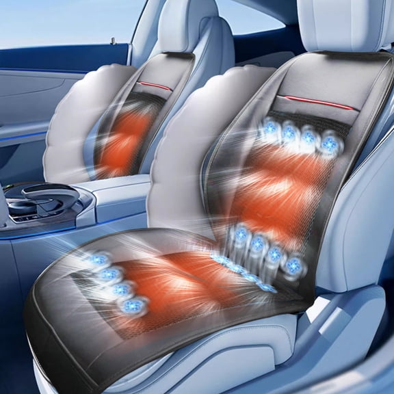 Practisol Cooling Car Seat Cover,Heated and Cooling Ventilated Faux Leather Car Seat Cushion Breathable Mesh Car Seat Cooling Pad with 16 Cooling Fans Car Seat Pad Massage Cushion