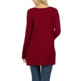 thumbnail image 2 of J. METHOD Women’s Knit Sweater Long Sleeve Round Neck Thermal Waffle Warm Casual Tunic Pullover Side Slit Knitted Top NEWT392 Cabernet XL, 2 of 5