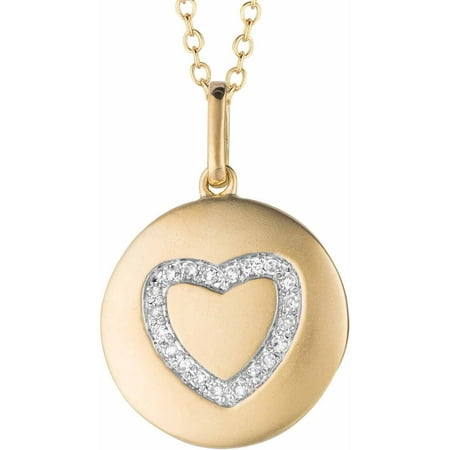 0.1 Carat T.W. Diamond Yellow Gold-Plated Sterling Silver Round Heart Disc Pendant