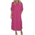 thumbnail image 2 of Gspmoly Robes d'Été pour Femmes 2025, Mode Femmes Été Décontracté Uni Col en V Manches Courtes Longue Robe Robes de Mariage pour Femmes Économies d'Été, 2 of 5