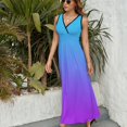 thumbnail image 6 of Blue Purple Gradient Dress Fashion Boho Beach Long Dresses Female Party Printed Maxi Dress, 6 of 9