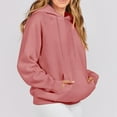 thumbnail image 5 of Womens Solid Color Fleece Hoodies Drawstring Sweatshirts with Pockets Winter Loose-Fit Long Sleeve Pullover, 5 of 6