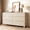 Beige, variant on FURNIWAY 6 Black Drawer Dresser for Bedroom, 55.1 Inch Wide Modern Curved Wood Chest of Drawers with Hidden Handles and Round Legs for Living Room Hallway