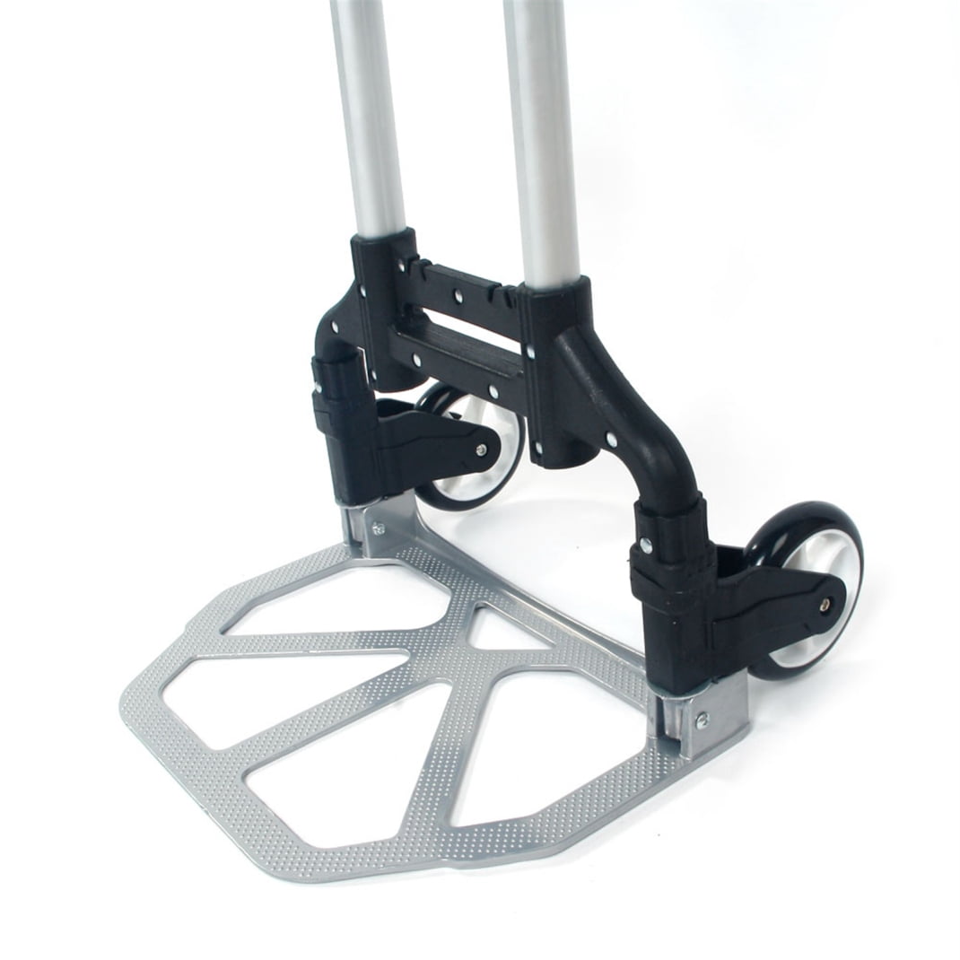 Folding Hand Truck Dolly, 165 lbs Capacity Dolly Cart, Portable Collapsible Aluminum Trolley with Retractable Handle, for Shopping, Travel, Blue