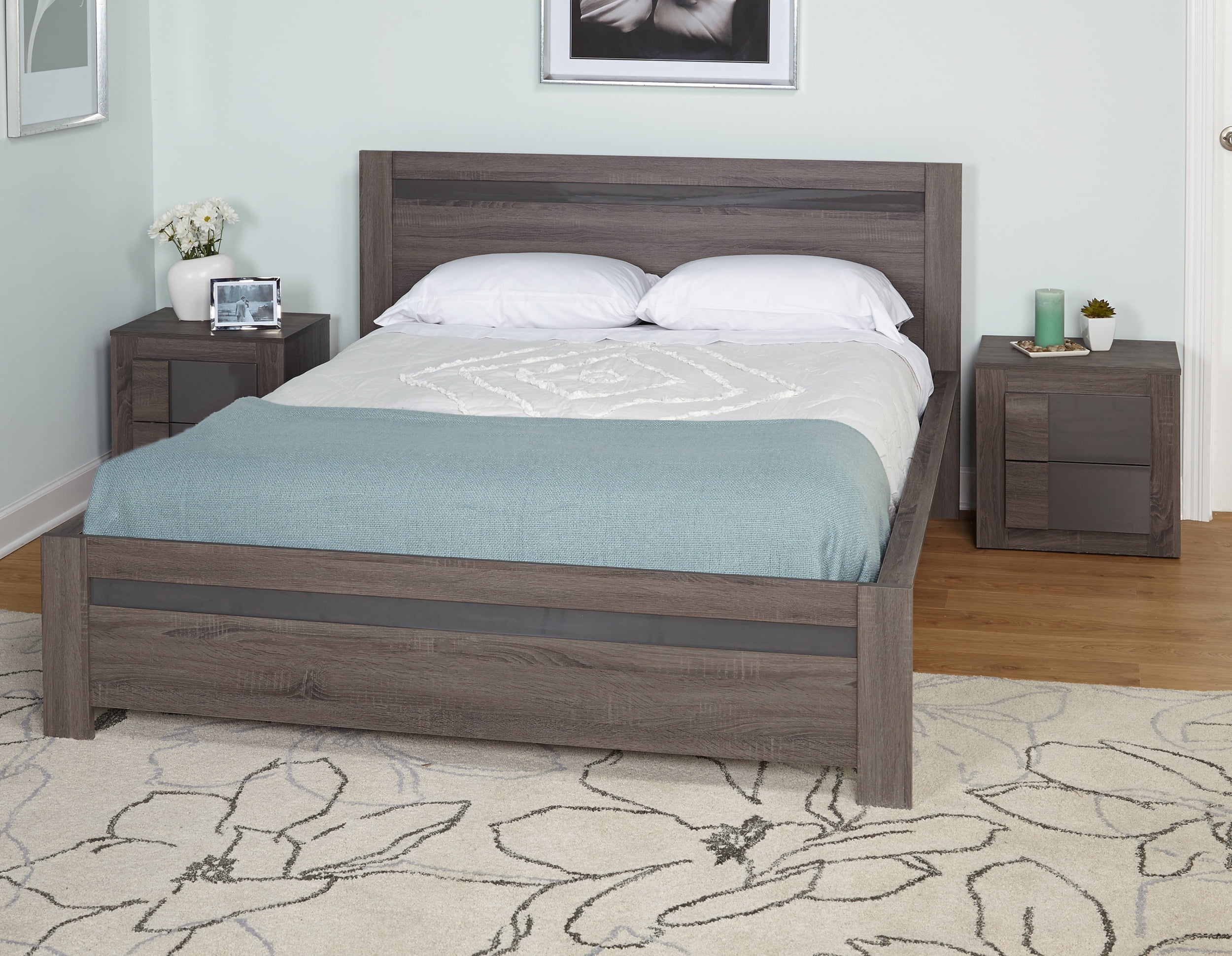 TMS Maya Boho 2 Drawer Night Stand, Dark Oak