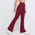 thumbnail image 6 of ZOIGHDA Flare Leggings for Women High Waisted Yoga Pants Basic Solid Color Stretch Workout Bell Bottoms(Wine,X-Large), 6 of 9