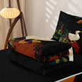 thumbnail image 6 of Homewish Pet Dog Duck Zipper Full Size Comforter Sets with Fitted Sheet and 2 Pillowcases,Cartoon Animal Zipper Bedding Set,Black Orange,Black Reversible,4pcs, 6 of 8