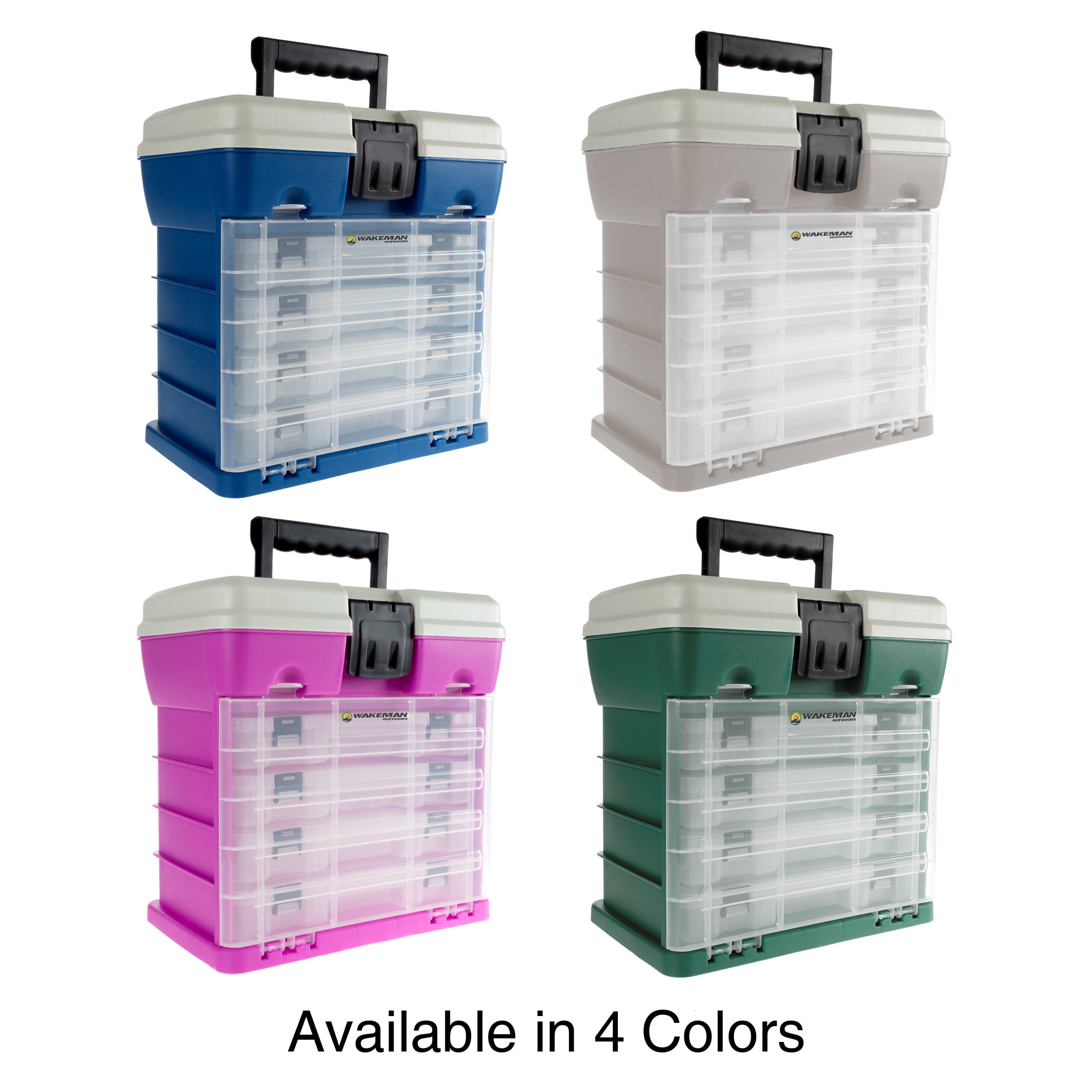 Wakeman Plastic 4-Drawer Tackle Box Organizer for Fishing and Crafts, Green