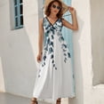 thumbnail image 5 of Watercolor Floral Dress Summer Street Style Bohemia Long Dresses Female Sleeveless Printed Maxi Dress, 5 of 9